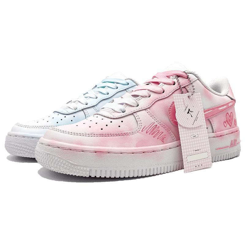 [Custom Blue and Pink Mandarin Ducks]  Air Force 1 Skateboard Shoes Unisex Low-Top Blue Pink
