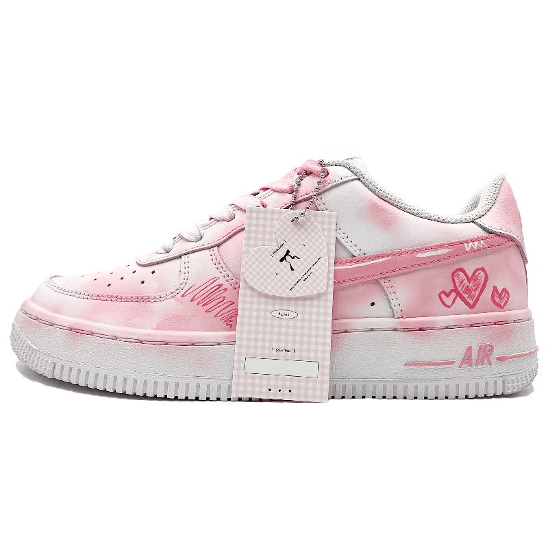 [Custom Blue and Pink Mandarin Ducks]  Air Force 1 Skateboard Shoes Unisex Low-Top Blue Pink