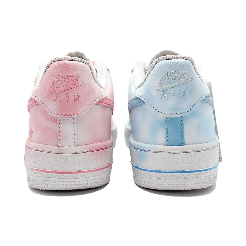 [Custom Blue and Pink Mandarin Ducks]  Air Force 1 Skateboard Shoes Unisex Low-Top Blue Pink