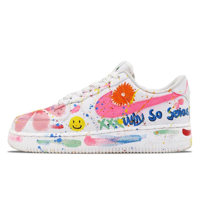 [Custom Color Graffiti]  Air Force 1 Skateboarding Shoes Men Low-top Red