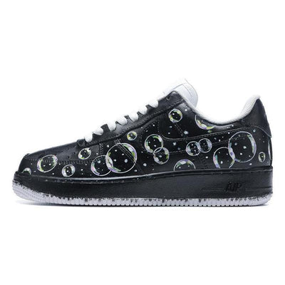 [Custom Men's graffiti bubble]  Air Force 1 Skateboarding Shoes Men Low-top Black
