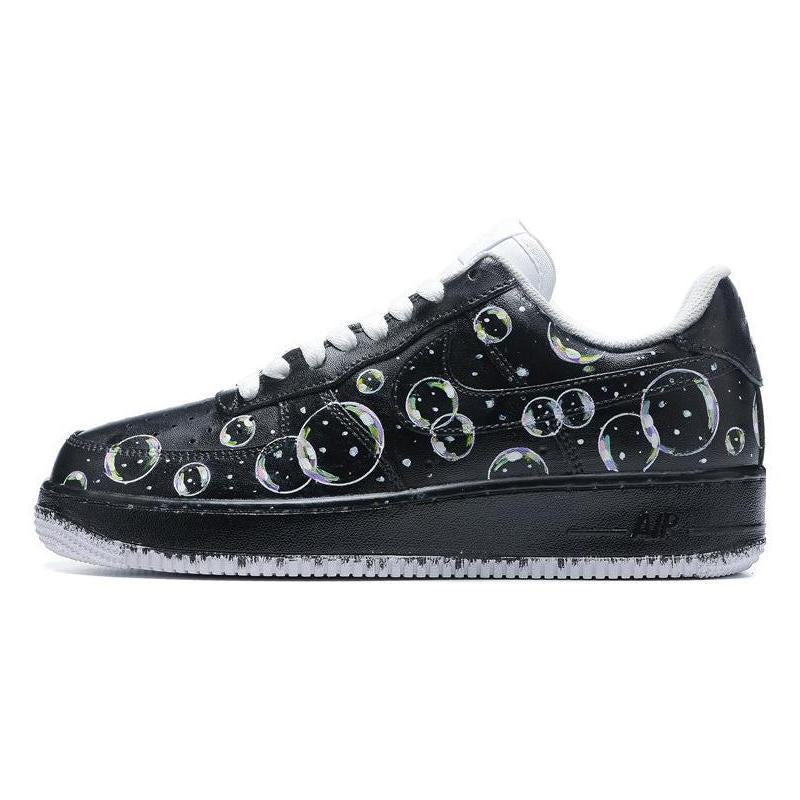 [Custom Men's graffiti bubble]  Air Force 1 Skateboarding Shoes Men Low-top Black