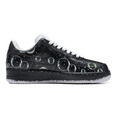 [Custom Men's graffiti bubble]  Air Force 1 Skateboarding Shoes Men Low-top Black
