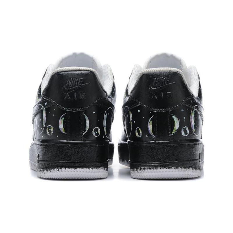 [Custom Men's graffiti bubble]  Air Force 1 Skateboarding Shoes Men Low-top Black