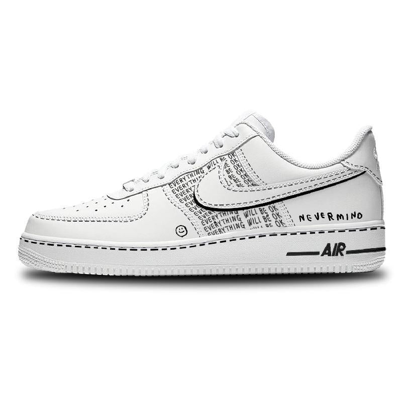 [Custom Everything will be fine.]  Air Force 1 Skateboarding Shoes Unisex Low-top Black