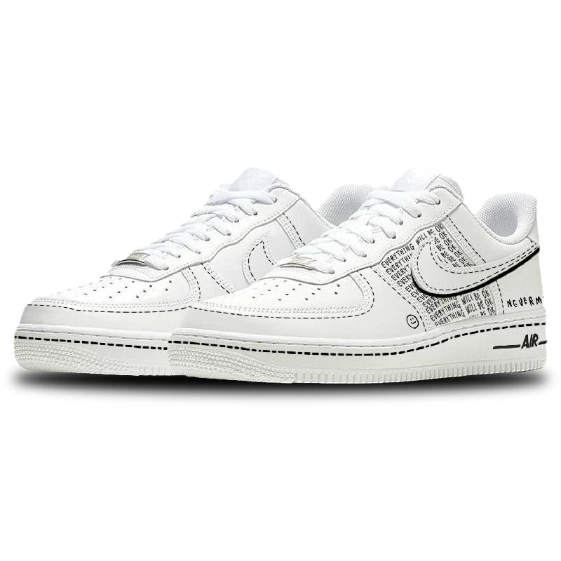 [Custom Everything will be fine.]  Air Force 1 Skateboarding Shoes Unisex Low-top Black