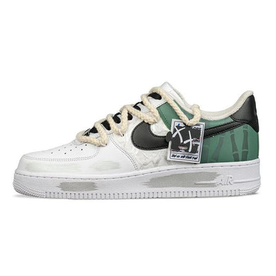 [Custom Bamboo Language]  Air Force 1 Skateboarding Shoes Men Low-top White/green