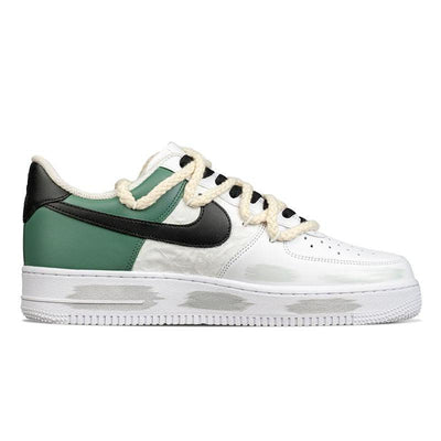[Custom Bamboo Language]  Air Force 1 Skateboarding Shoes Men Low-top White/green