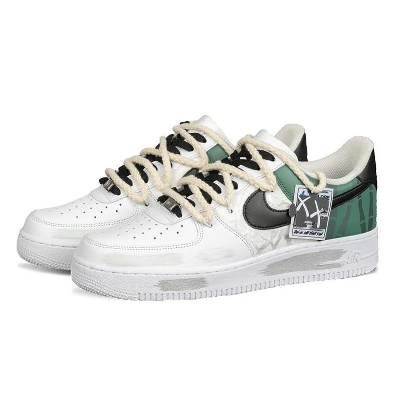 [Custom Bamboo Language]  Air Force 1 Skateboarding Shoes Men Low-top White/green