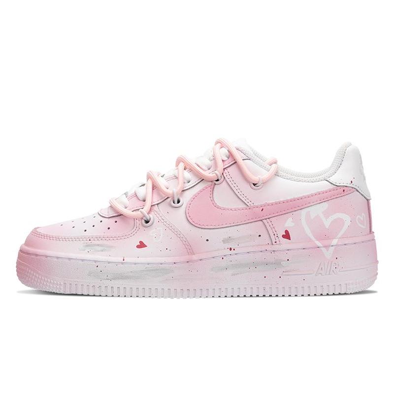 [Custom Pink Lover]  Air Force 1 Skateboard Shoes White/Pink