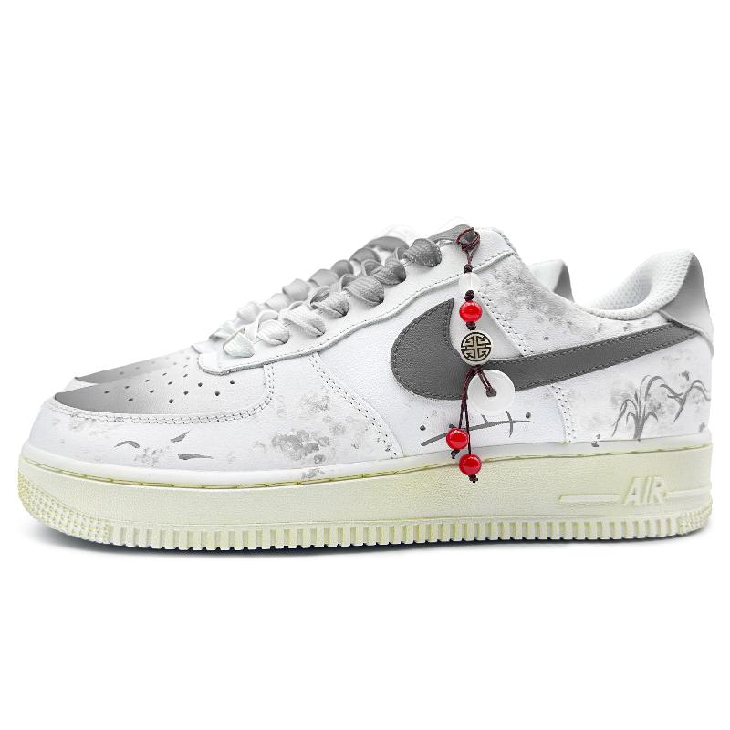 [Custom Zhaozhao's wish came true]  Air Force 1 Wear-Resistant Slip-Resistant Low-Top Skateboard Shoes Unisex Gray White