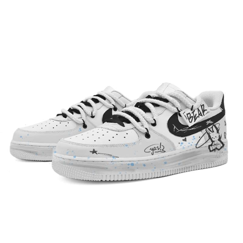 [Custom Little Bear Warning]  Air Force 1 Skateboarding Shoes Men