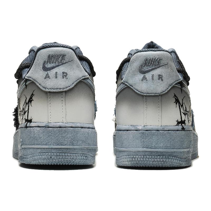 [Custom Ink marks leap]  Air Force 1 Skateboarding Shoes Men Low-top Black