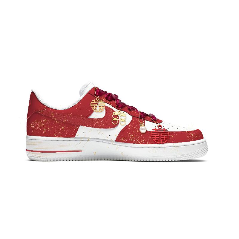 [Custom Male magpie]  Air Force 1 Skateboard Shoes Men Low-Top Red
