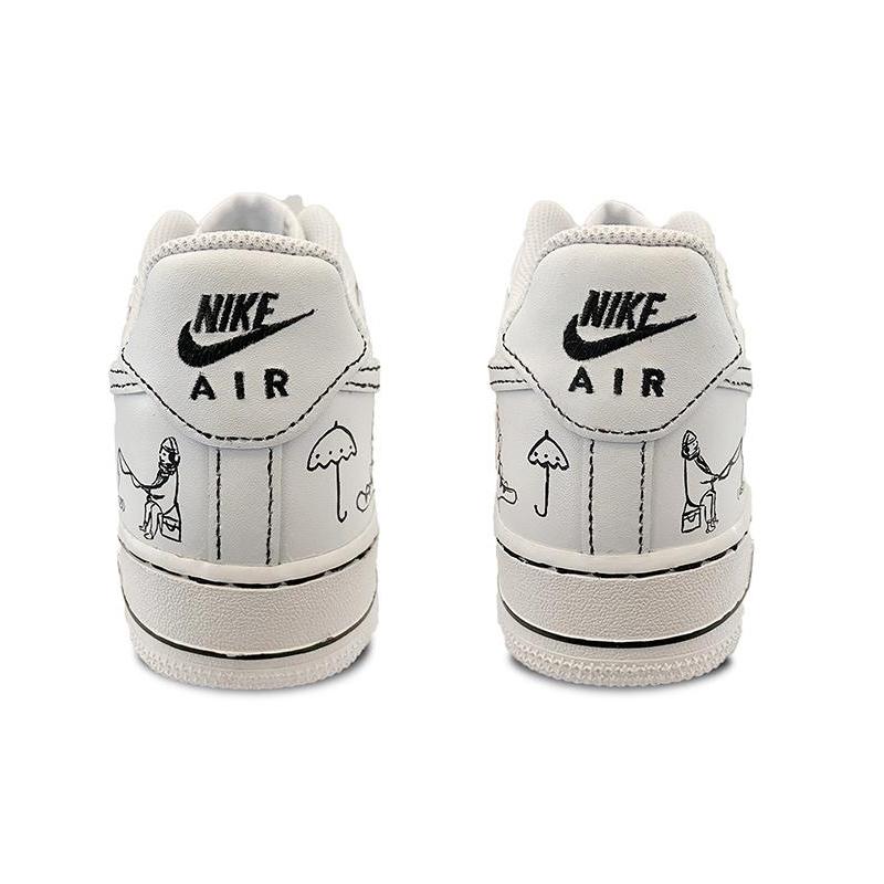 [Custom Men's graffiti warm winter white and black]  Air Force 1 Skateboarding Shoes Men