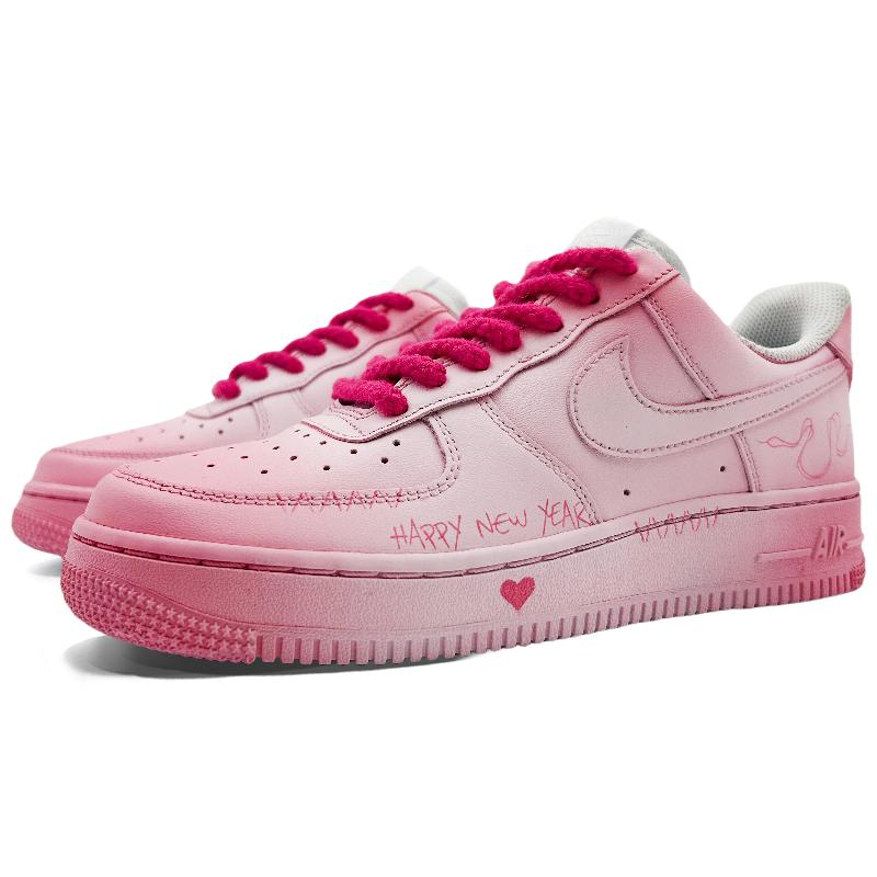[Custom The auspicious snake brings good fortune]  Air Force 1 Skateboard Shoes Unisex Low-Top Pink