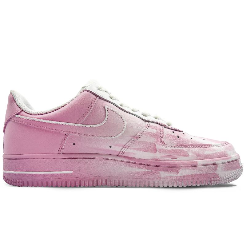 [Custom Pink frequency]  Air Force 1 Skateboard Shoes Unisex Low-Top White/Pink