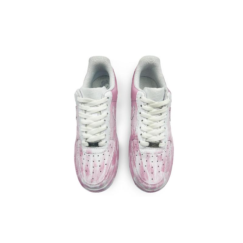 [Custom Pink frequency]  Air Force 1 Skateboard Shoes Unisex Low-Top White/Pink