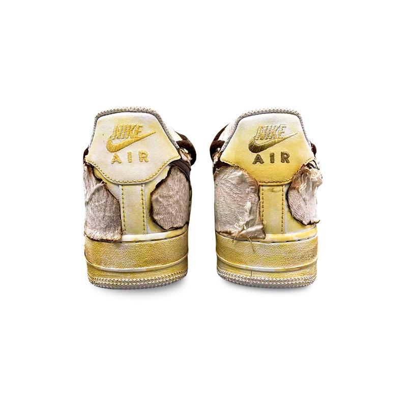 [Custom The men's classic is yellow and brown]  Air Force 1 Skateboarding Shoes Men Low-top Brown