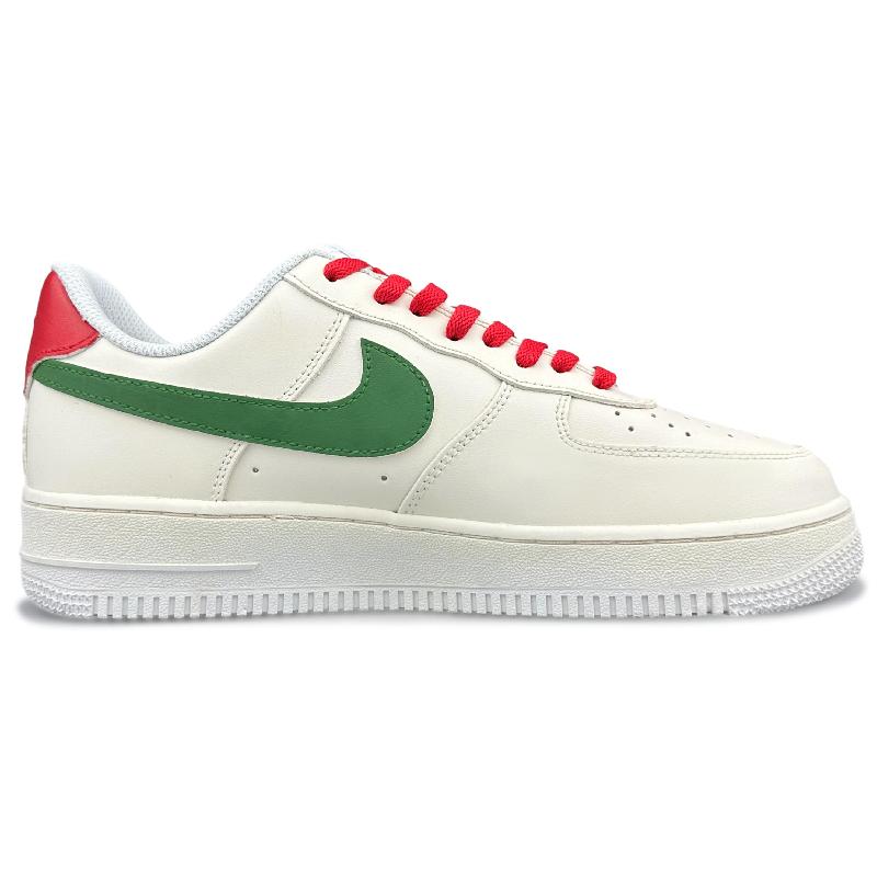 [Custom Men's Christmas greetings]  Air Force 1 Skateboarding Shoes Men Low-top Red/green/beige