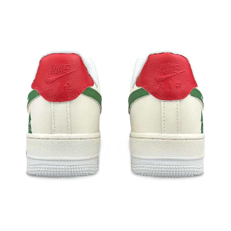 [Custom Men's Christmas greetings]  Air Force 1 Skateboarding Shoes Men Low-top Red/green/beige