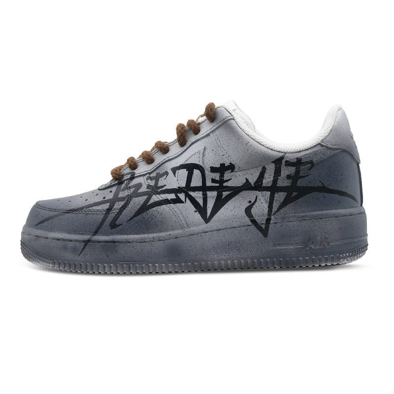 [Custom Men's retro Boy gradient grey]  Air Force 1 Skateboarding Shoes Men