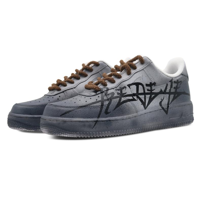 [Custom Men's retro Boy gradient grey]  Air Force 1 Skateboarding Shoes Men