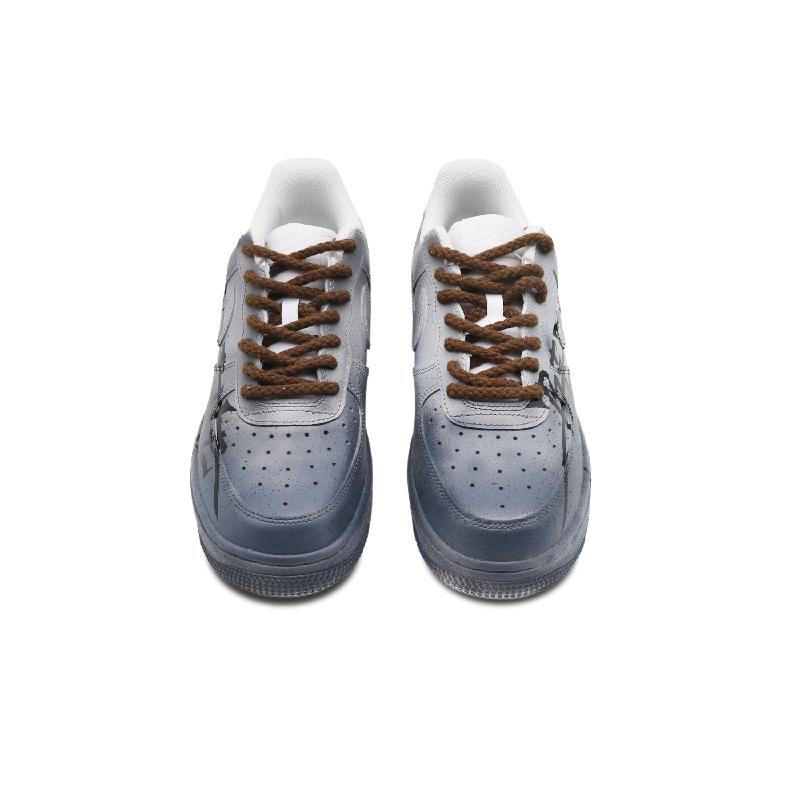 [Custom Men's retro Boy gradient grey]  Air Force 1 Skateboarding Shoes Men