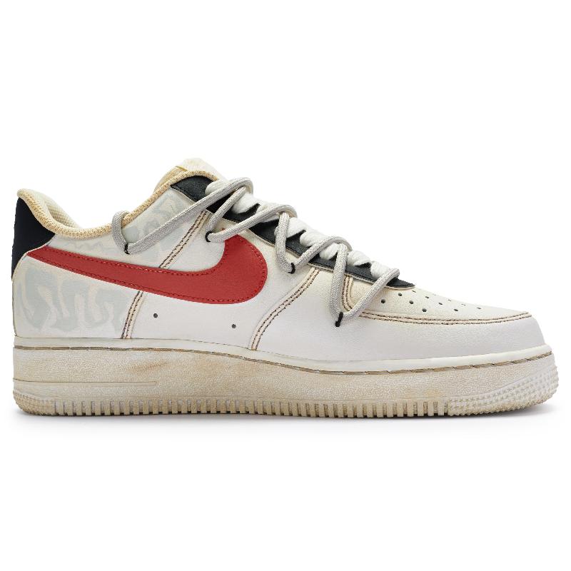[Custom Men's perception beige and red]  Air Force 1 Skateboarding Shoes Men