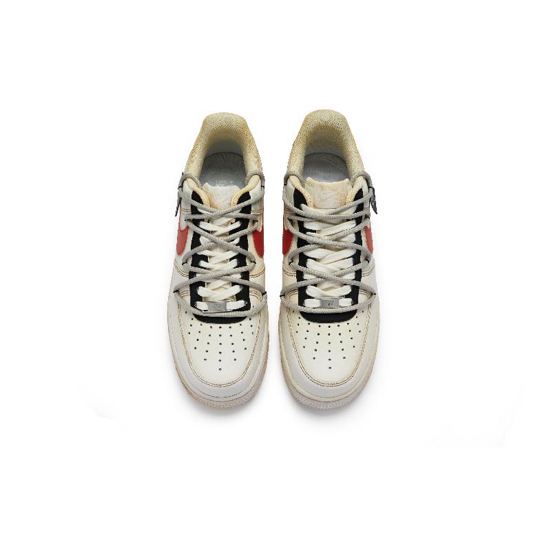 [Custom Men's perception beige and red]  Air Force 1 Skateboarding Shoes Men