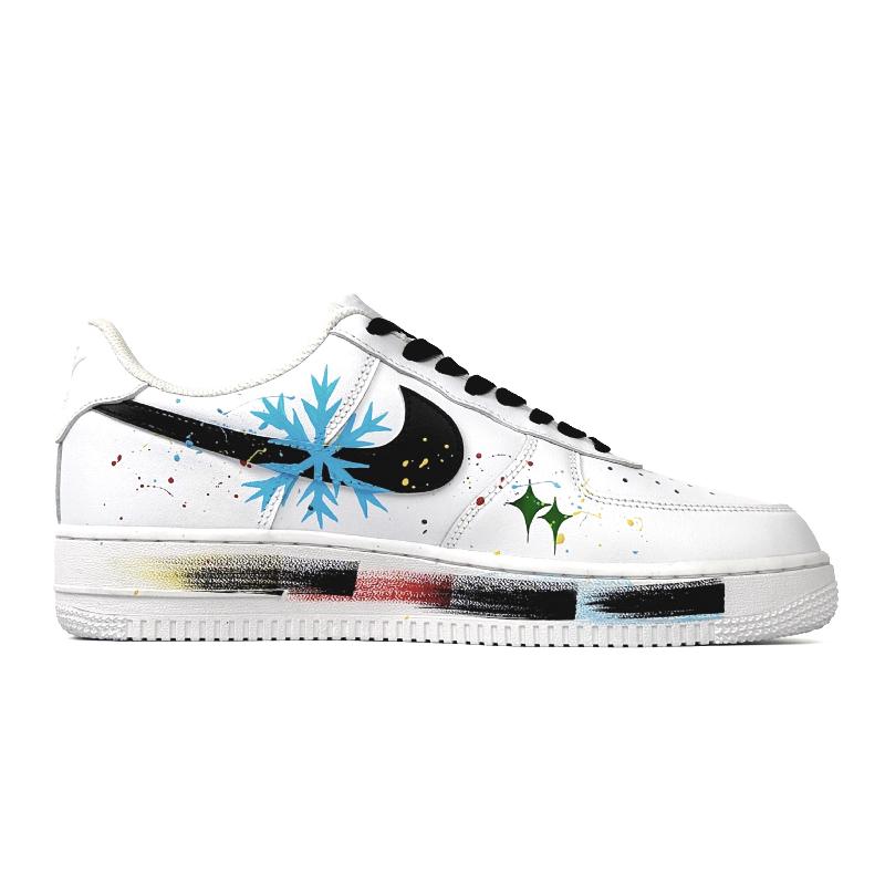 [Custom Snowfall Christmas men's black and white style]  Air Force 1 Skateboarding Shoes Men