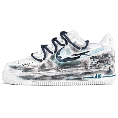 [Custom Male star trails]  Air Force 1 Skateboarding Shoes Men Low-top Gray/White/Green