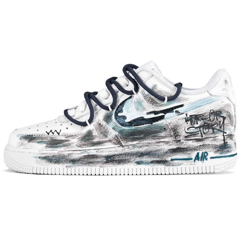[Custom Male star trails]  Air Force 1 Skateboarding Shoes Men Low-top Gray/White/Green