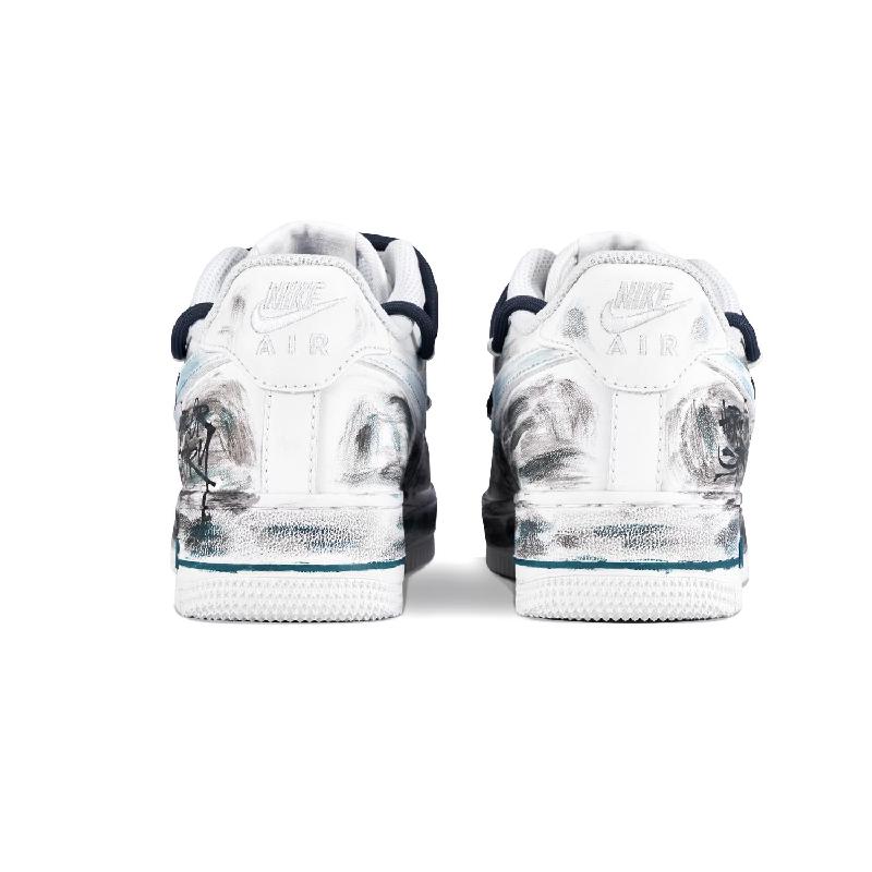 [Custom Male star trails]  Air Force 1 Skateboarding Shoes Men Low-top Gray/White/Green