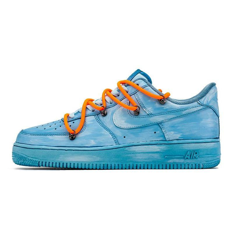 [Custom AF1 Men's OW Blue Art Gallery]  Air Force 1 Skateboarding Shoes Men