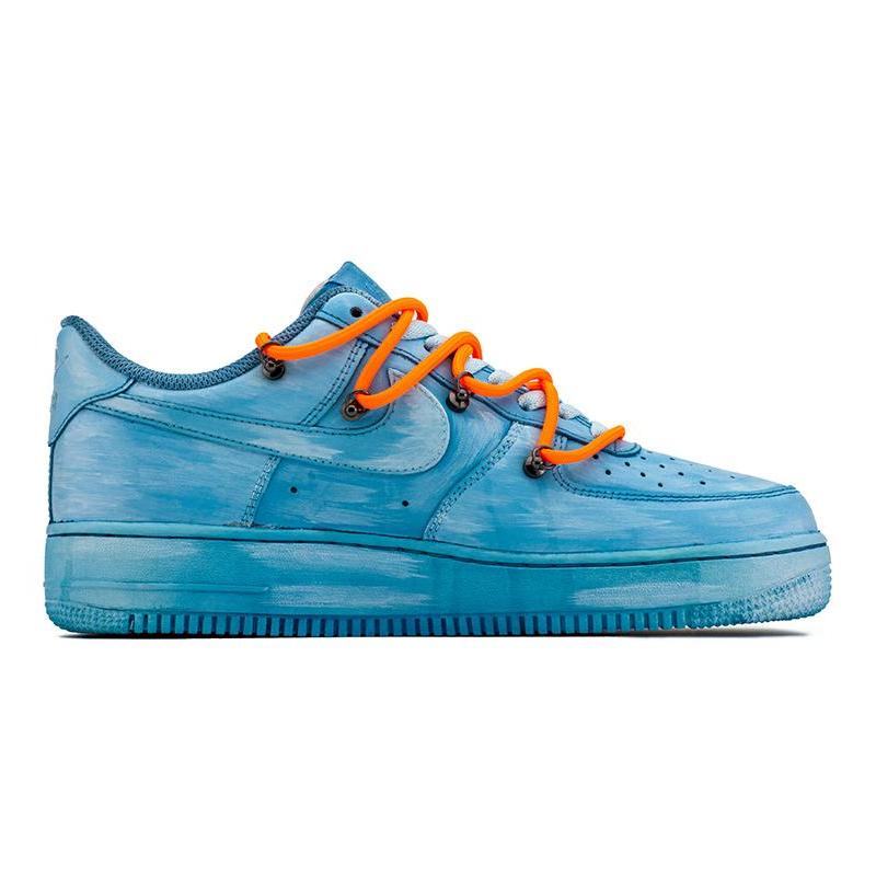 [Custom AF1 Men's OW Blue Art Gallery]  Air Force 1 Skateboarding Shoes Men