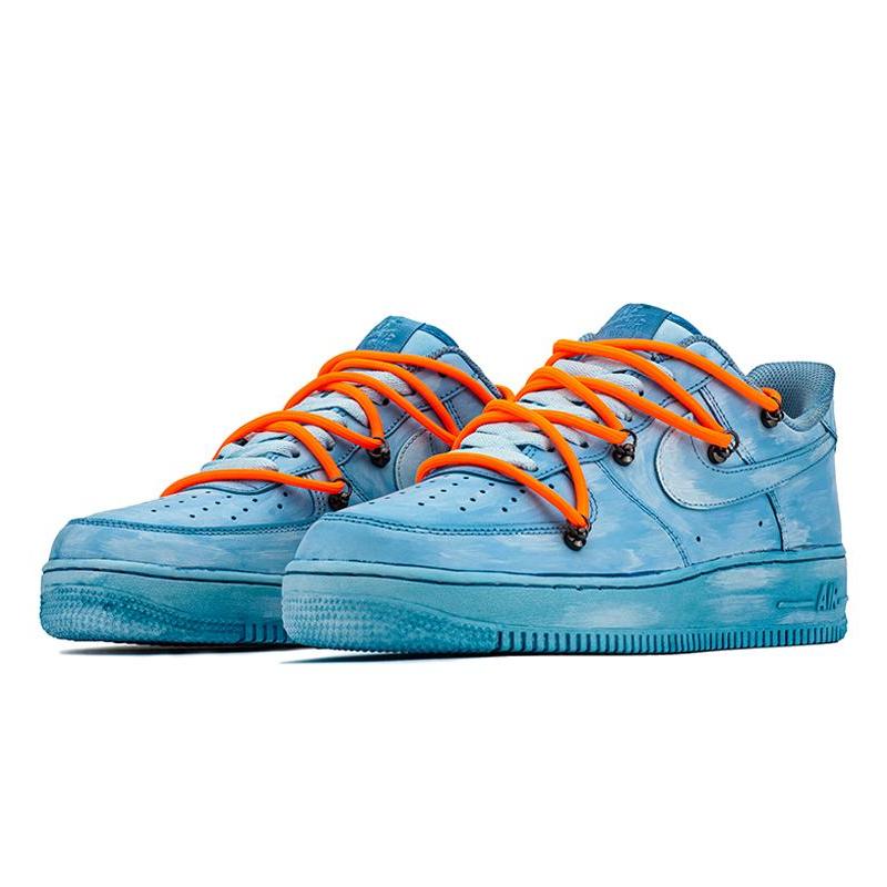 [Custom AF1 Men's OW Blue Art Gallery]  Air Force 1 Skateboarding Shoes Men