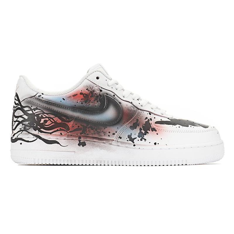 [Custom AF1 Men's Venom is black, white and red]  Air Force 1 Skateboarding Shoes Men