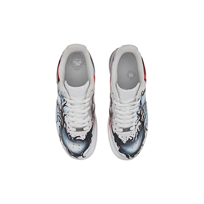 [Custom AF1 Men's Venom is black, white and red]  Air Force 1 Skateboarding Shoes Men