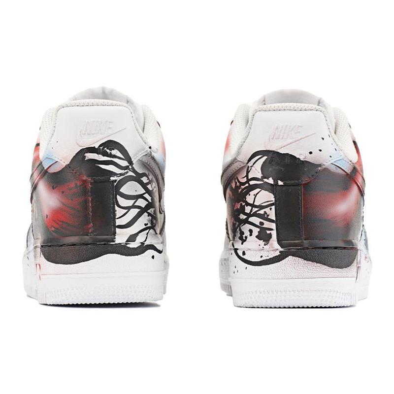 [Custom AF1 Men's Venom is black, white and red]  Air Force 1 Skateboarding Shoes Men