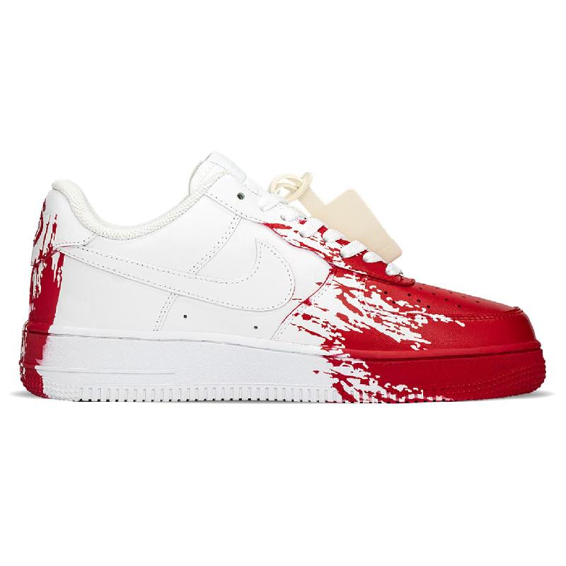 [Custom AF Chainsaw Horror]  Air Force 1 Skateboard Shoes Unisex Low-Top White/Red