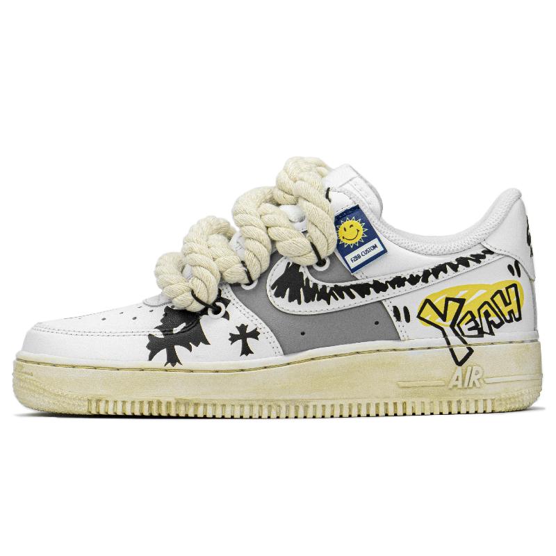 [Custom AF Smiling Face Graffiti ]  Air Force 1 Skateboarding Shoes Men