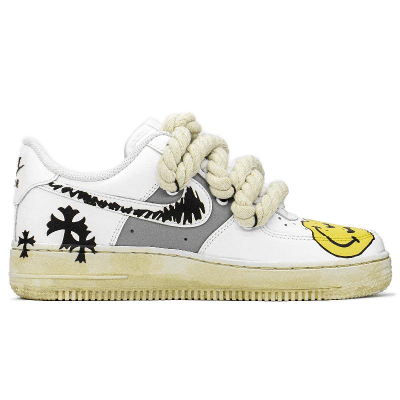 [Custom AF Smiling Face Graffiti ]  Air Force 1 Skateboarding Shoes Men