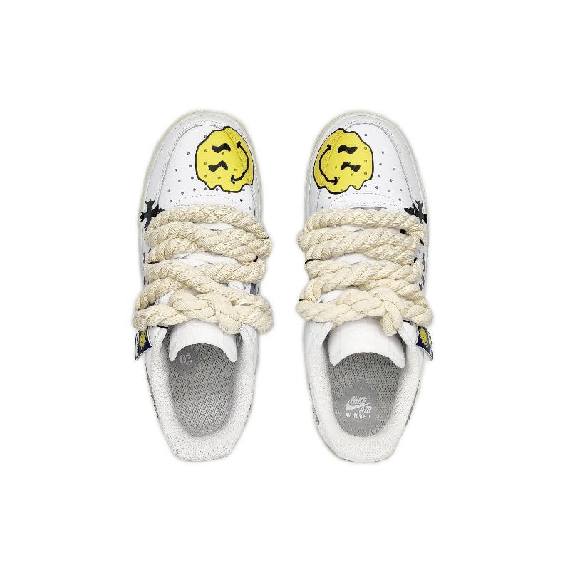 [Custom AF Smiling Face Graffiti ]  Air Force 1 Skateboarding Shoes Men