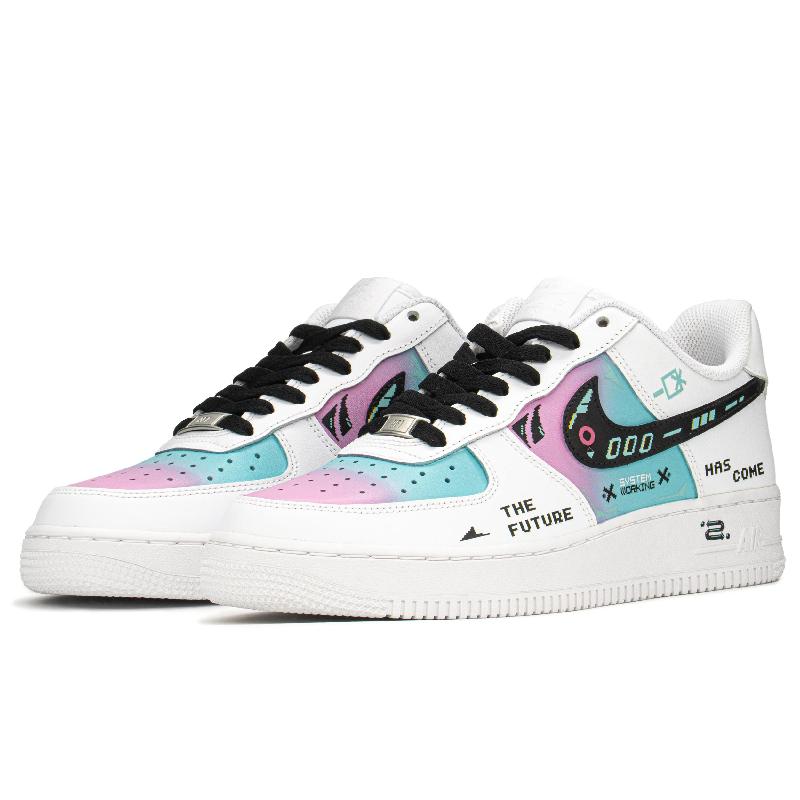 [Custom AF Cyber marshmallow]  Air Force 1 Skateboarding Shoes Men