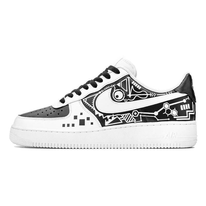 [Custom Male panda mechanical shark for graduation season]  Air Force 1 Skateboarding Shoes Men Low-top Black/White