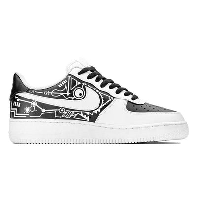 [Custom Male panda mechanical shark for graduation season]  Air Force 1 Skateboarding Shoes Men Low-top Black/White