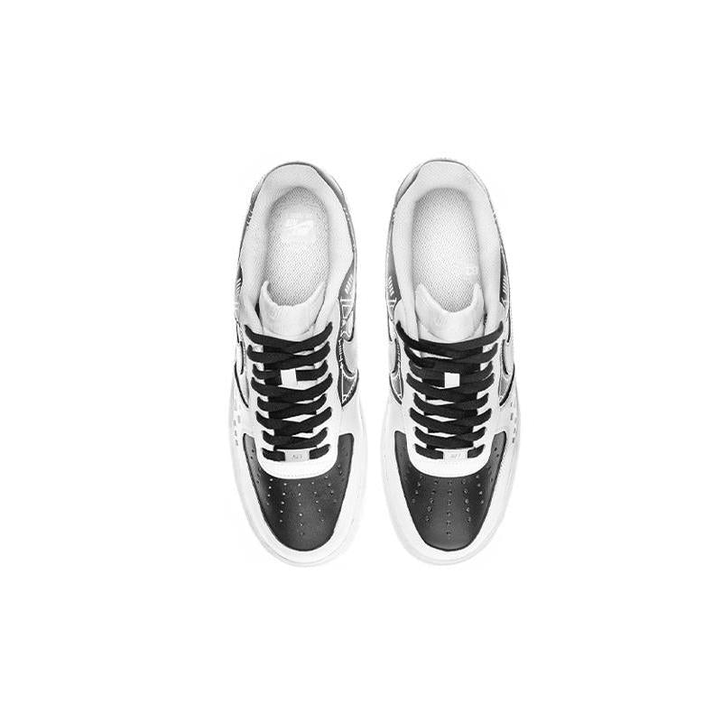 [Custom Male panda mechanical shark for graduation season]  Air Force 1 Skateboarding Shoes Men Low-top Black/White