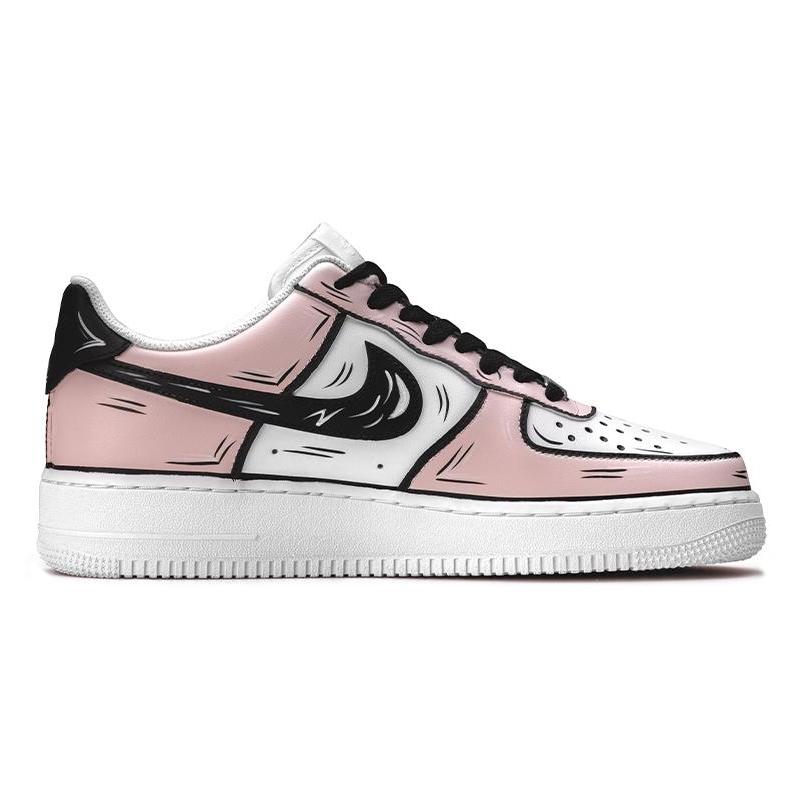 [Custom AF1 Cherry Blossom Pink 2D pink White]  Air Force 1 Skateboarding Shoes Men