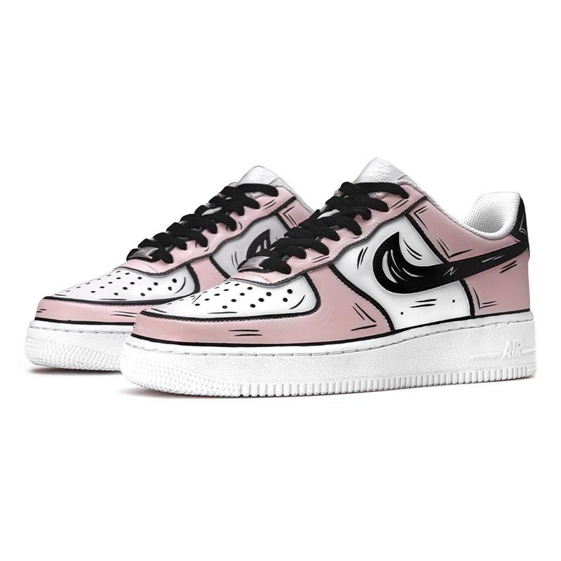 [Custom AF1 Cherry Blossom Pink 2D pink White]  Air Force 1 Skateboarding Shoes Men